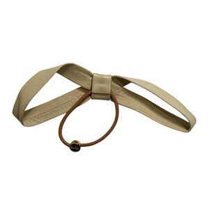 By Lilla Leather Bow Hair Tie in Beige